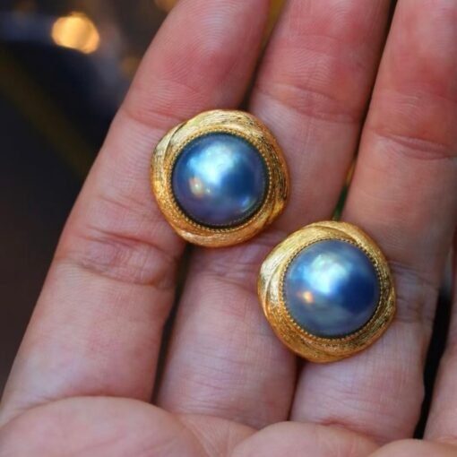 Natural Mabe Pearl Studs Earrings With s925 Silver|Mabe Pearl Jewelry|Minimalist Mabe Pearl Studs|Bezel Pearl Studs|Perfect Mothers day Gift - Image 6