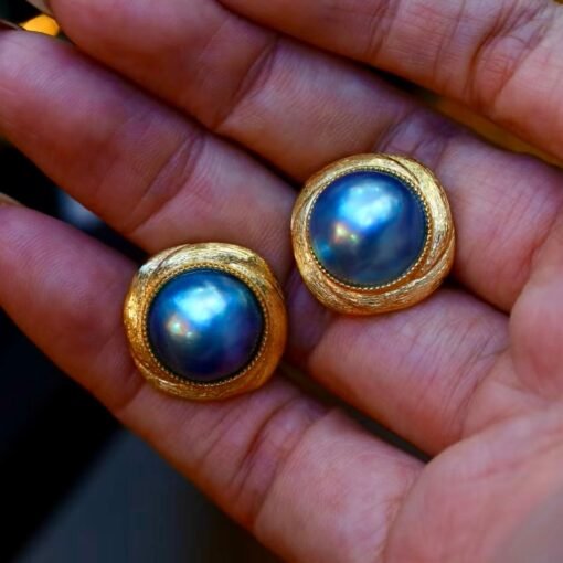 Natural Mabe Pearl Studs Earrings With s925 Silver|Mabe Pearl Jewelry|Minimalist Mabe Pearl Studs|Bezel Pearl Studs|Perfect Mothers day Gift - Image 7