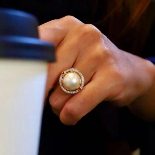 Natural Mabe Pearl Ring With s925 Sterling Silver|Vintage Pearl Jewelry|Statement Pearl Ring silver|Everyday Real Pearl ringgift for mom - Image 4