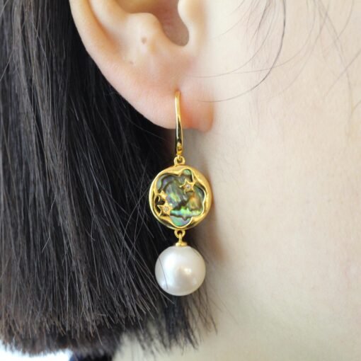 Genuine Pearl drop Earring s925 silver|Modern 12mm Pearl Drop|Unique June Birthstone Gift|Art deco Pearl Dangle Earrings|Charm Pearl Earring - Image 4