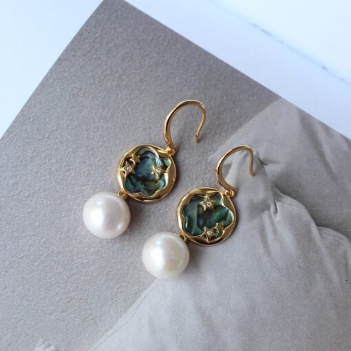 Genuine Pearl drop Earring s925 silver|Modern 12mm Pearl Drop|Unique June Birthstone Gift|Art deco Pearl Dangle Earrings|Charm Pearl Earring - Image 7