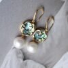 Genuine Pearl drop Earring s925 silver|Modern 12mm Pearl Drop|Unique June Birthstone Gift|Art deco Pearl Dangle Earrings|Charm Pearl Earring