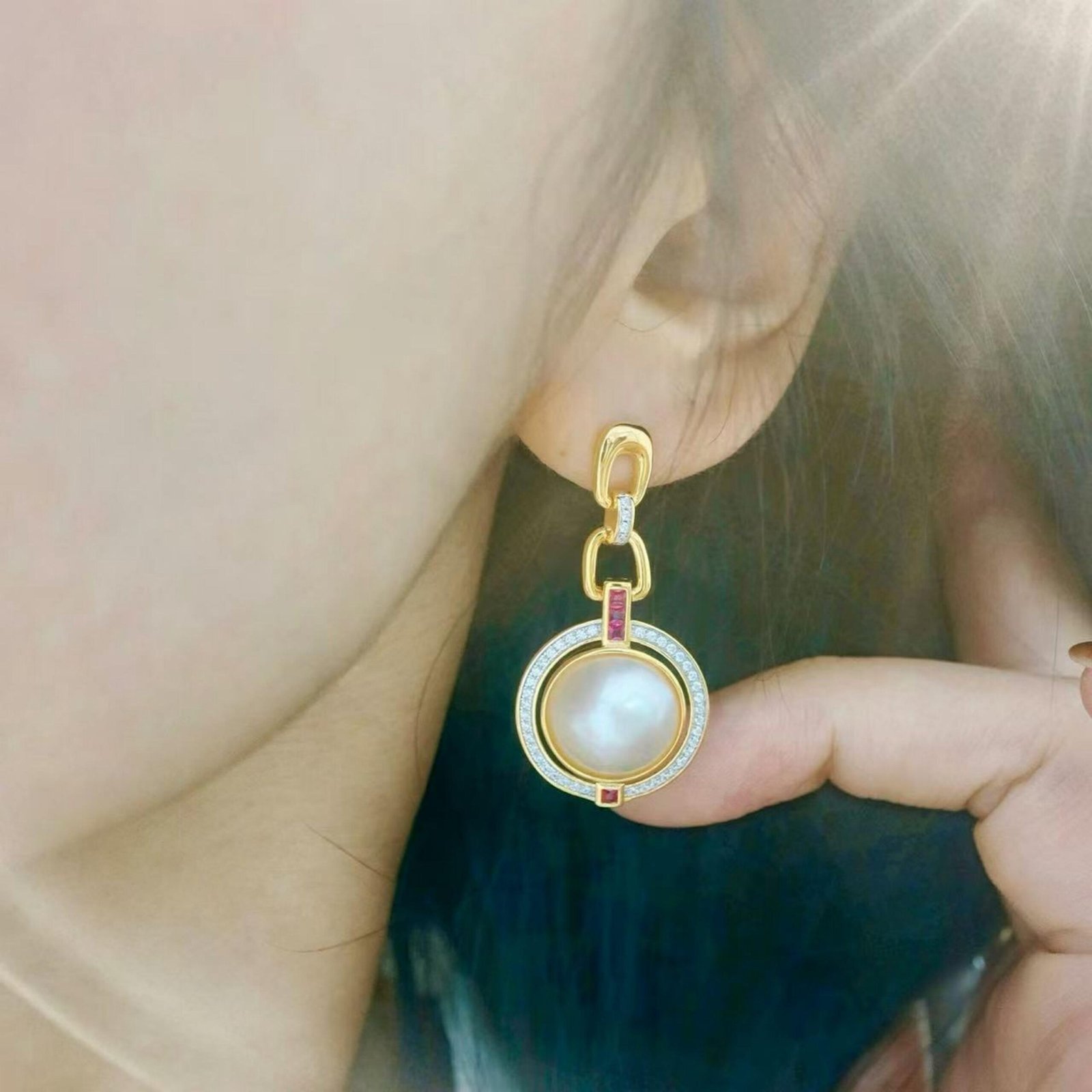 Natural Seawater Mabe Pearl Drop arrings s925 Silver|Vintage Bezel Mabe Pearl Earring|Unqiue Art Deco Pearl earring|Perfect wedding earrings - Image 4