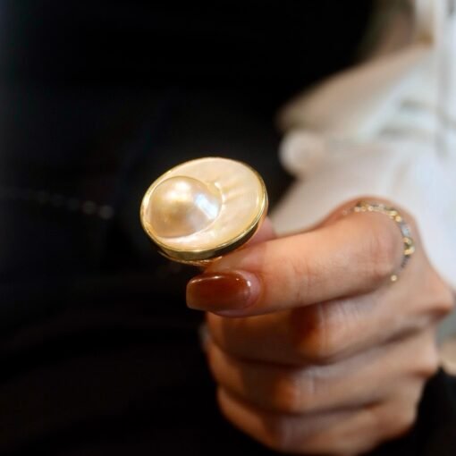 Natural big Pearl Ring Silver|Vintage Pearl ring gold|Statement Mabe Pearl ring Women|June Birthstone Pearl ring|Handmade Real Pearl ring - Image 2