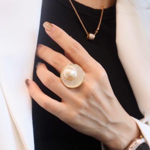 Natural big Pearl Ring Silver|Vintage Pearl ring gold|Statement Mabe Pearl ring Women|June Birthstone Pearl ring|Handmade Real Pearl ring - Image 7