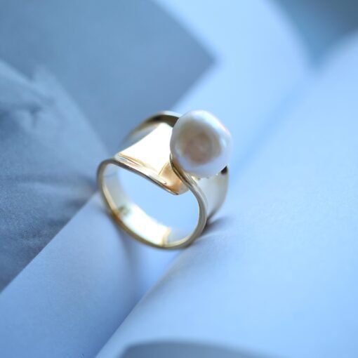 Natural Pearl Ring Silver|Vintage Art Deco Pearl ring gold|Minimalist Pearl ring|June Birthstone ring|12mm PearlUnique pearl ring women - Image 5