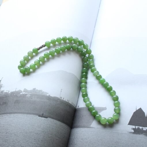Natural Vivid Green Jade Stackable Necklace|High Quality Jade|Everyday Minimalist Necklace|Anniversary Gift|Perfect Gift For Her|8mm Beads - Image 2