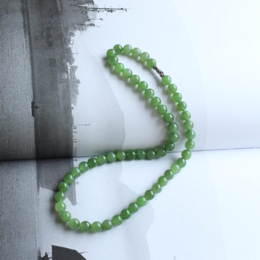 Natural Vivid Green Jade Stackable Necklace|High Quality Jade|Everyday Minimalist Necklace|Anniversary Gift|Perfect Gift For Her|8mm Beads - Image 7