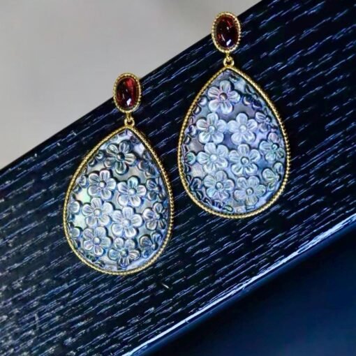 Natural Teardrop Mabe Pearl Earrings s925 Silver|Unique Pear Vintage Mabe Pearl Jewelry|Statement Pearl Earrings|Perfect Wedding Earring - Image 7
