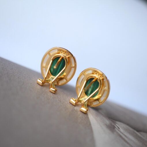Natural Malachite Studs Earrings With silver|Malachite Jewelry|Statement Green Studs Earring|Vintage malachite studs|Handmade malachite stud - Image 6
