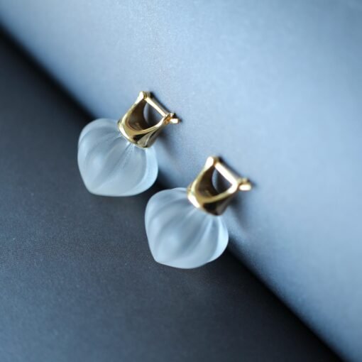 Natural Quartz Minimalist Teardrop Earrings s925 silver/Unique Chunky Quartz Drop Earrings Women/Art Deco Modern Statement Quartz Earrings - Image 3