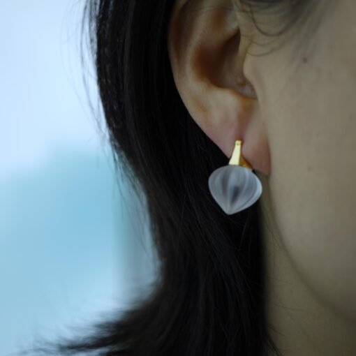 Natural Quartz Minimalist Teardrop Earrings s925 silver/Unique Chunky Quartz Drop Earrings Women/Art Deco Modern Statement Quartz Earrings - Image 7