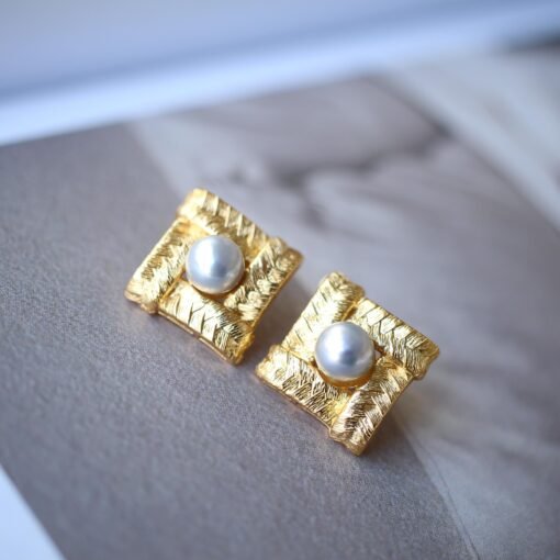 Genuine seawater akoya pearl stud earrings silver|Statement Vintage 6mm Pearl Earring gold|Handmade pearl jewelry women|June Birthstone Gift - Image 3
