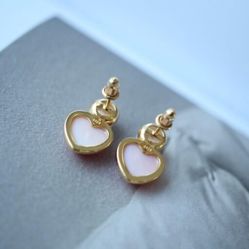 Natural Heart Pink Queen Conch Shell with pearl earring silver/Art Deco Trendy real pearl Jewelry|Unique Earring|Heart Stud Earrings - Image 5