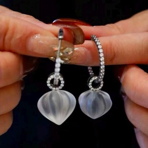 Natural Quartz Teardrop Earrings s925 silver/Unique Chunky Quartz Drop Earrings Women/Art Deco Vintage Statement Quartz Earrings - Image 5