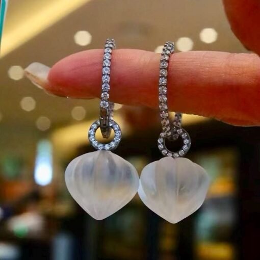 Natural Quartz Teardrop Earrings s925 silver/Unique Chunky Quartz Drop Earrings Women/Art Deco Vintage Statement Quartz Earrings - Image 2