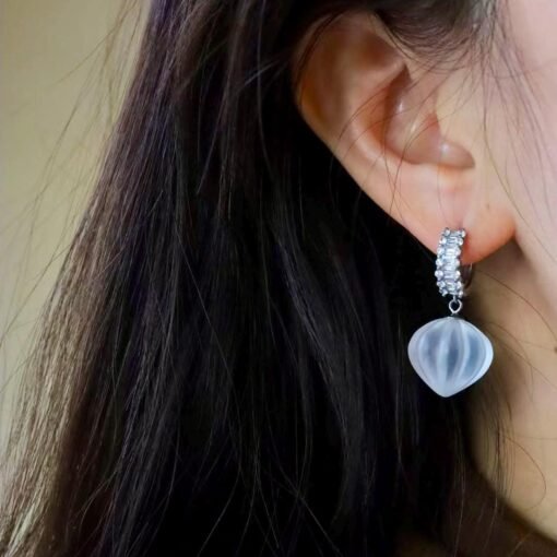 Natural Quartz Minimalist Teardrop Earrings s925 silver/Unique Chunky Quartz Drop Earrings Women/Art Deco Modern Statement Quartz Earrings - Image 8