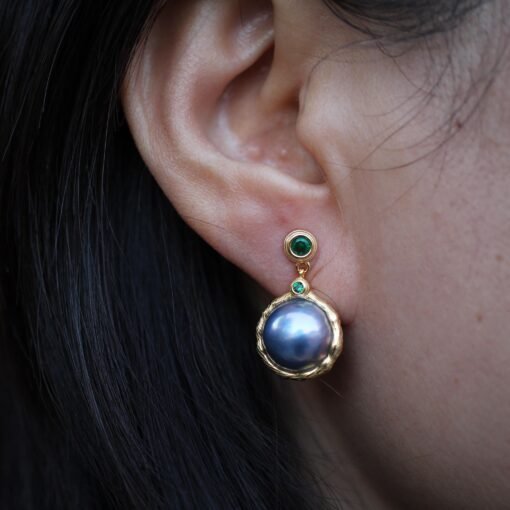 Natural Mabe Pearl Studs Earrings With s925 Silver|Mabe Pearl Jewelry|Dainty Grey Pearl Earrings|Real Mabe Pearl|Perfect Anniversary Gift - Image 4