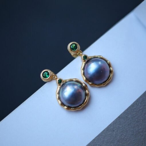 Natural Mabe Pearl Studs Earrings With s925 Silver|Mabe Pearl Jewelry|Dainty Grey Pearl Earrings|Real Mabe Pearl|Perfect Anniversary Gift - Image 2