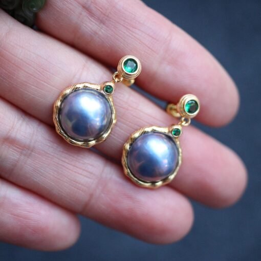 Natural Mabe Pearl Studs Earrings With s925 Silver|Mabe Pearl Jewelry|Dainty Grey Pearl Earrings|Real Mabe Pearl|Perfect Anniversary Gift - Image 6