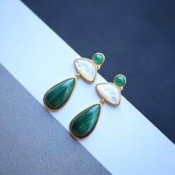 Natural Malachite Drop Earrings sterling silver|Vivid Green Malachite Jewelry|Statement Green Drop Earrings Real|Charm Pearl Earrings