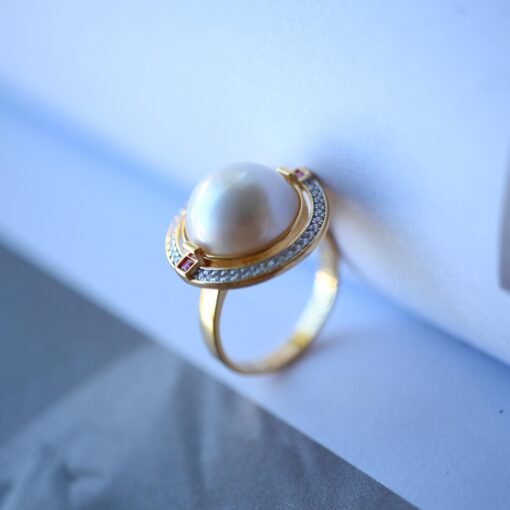 Natural Mabe Pearl Ring With s925 Sterling Silver|Vintage Pearl Jewelry|Statement Pearl Ring silver|Everyday Real Pearl ringgift for mom - Image 3