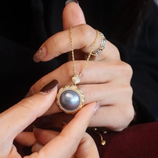 Unique Natural Mabe Pearl Pendant Sterling Silver|One of a kind PendantStatement Pearl Pendant|Halo pearl pendant|Perfect Anniversary Gift - Image 6