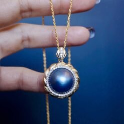 Unique Natural Mabe Pearl Pendant Sterling Silver|One of a kind PendantStatement Pearl Pendant|Halo pearl pendant|Perfect Anniversary Gift