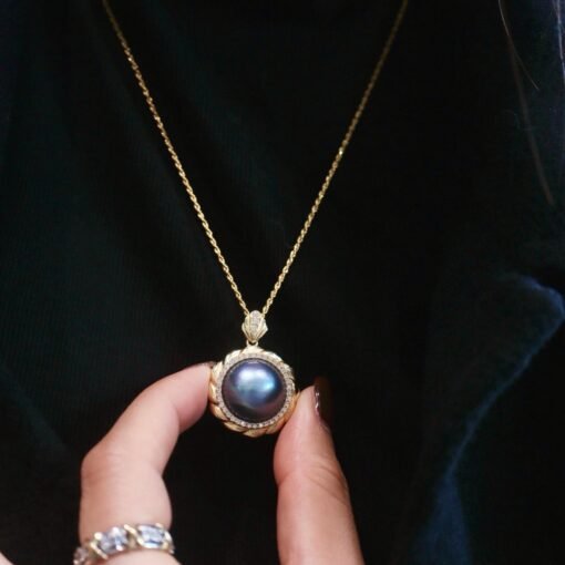 Unique Natural Mabe Pearl Pendant Sterling Silver|One of a kind PendantStatement Pearl Pendant|Halo pearl pendant|Perfect Anniversary Gift - Image 4