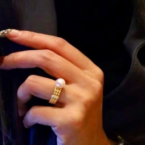 Natural big Pearl Ring Silver|Vintage Antique Pearl ring gold|Statement Pearl ring Women|June Birthstone Pearl ring|Round Real Pearl band - Image 8
