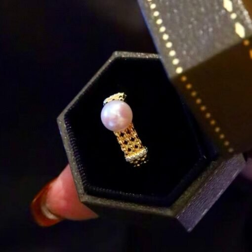 Natural big Pearl Ring Silver|Vintage Antique Pearl ring gold|Statement Pearl ring Women|June Birthstone Pearl ring|Round Real Pearl band - Image 5
