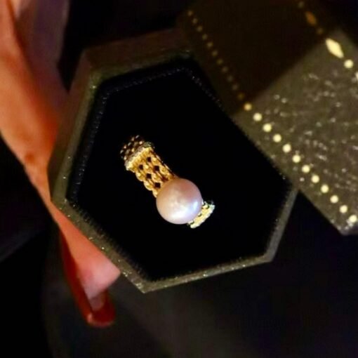 Natural big Pearl Ring Silver|Vintage Antique Pearl ring gold|Statement Pearl ring Women|June Birthstone Pearl ring|Round Real Pearl band - Image 7