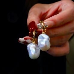 Natural Baroque Pearl Drop Earrings silver|Statement Modern Pearl Drop Gold|Vintage Handmade Pearl Earring Women|Unique June Birthstone Gift