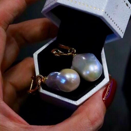 Natural Baroque Pearl Drop Earrings silver|Statement Modern Pearl Drop Gold|Vintage Handmade Pearl Earring Women|Unique June Birthstone Gift - Image 5