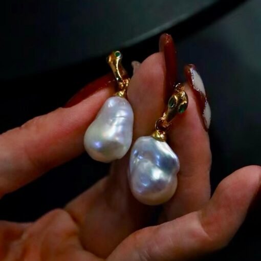 Natural Baroque Pearl Drop Earrings silver|Statement Modern Pearl Drop Gold|Vintage Handmade Pearl Earring Women|Unique June Birthstone Gift - Image 3
