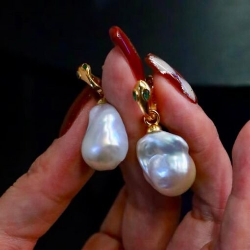 Natural Baroque Pearl Drop Earrings silver|Statement Modern Pearl Drop Gold|Vintage Handmade Pearl Earring Women|Unique June Birthstone Gift - Image 6