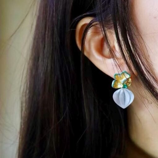 Natural Quartz Teardrop Earrings s925 silver Butterfly/Unique Chunky Quartz Drop Earrings Women/Art Deco Modern Statement Quartz Earrings - Image 4