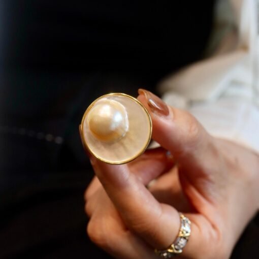 Natural big Pearl Ring Silver|Vintage Pearl ring gold|Statement Mabe Pearl ring Women|June Birthstone Pearl ring|Handmade Real Pearl ring - Image 4