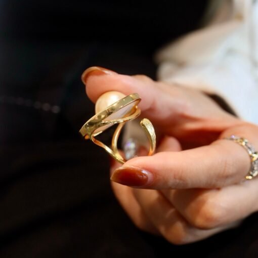 Natural big Pearl Ring Silver|Vintage Pearl ring gold|Statement Mabe Pearl ring Women|June Birthstone Pearl ring|Handmade Real Pearl ring - Image 6