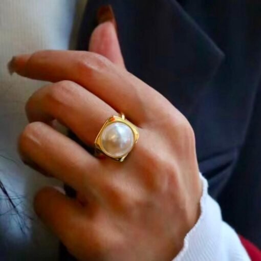 Natural Mabe Pearl Ring With s925 Sterling Silver|Vintage Pearl Jewelry|Statement Pearl Ring silver|Everyday Real Pearl ringgift for mom - Image 8