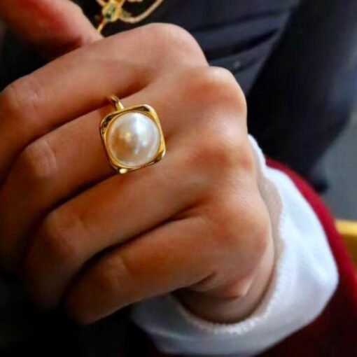 Natural Mabe Pearl Ring With s925 Sterling Silver|Vintage Pearl Jewelry|Statement Pearl Ring silver|Everyday Real Pearl ringgift for mom - Image 6