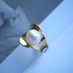 Natural Pearl Ring Silver|Vintage Art Deco Pearl ring gold|Minimalist Pearl ring|June Birthstone ring|12mm PearlUnique pearl ring women