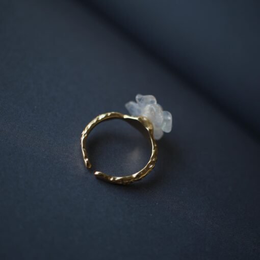 Natural Moonstone with Pearl Ring Women/Unique Moonstone rings/Tiny Petal Flower ring|Hand Carved Moonstone rings|Art deco moonstone ring - Image 8