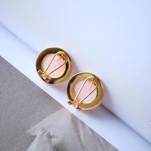 Natural Pink Queen Conch Shell stud earring gold plated silver|Statement Pink Gemstone Jewelry|Unique Earring For Her|Bezel set stud Earring - Image 5