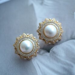 Natural Mabe Pearl Stud Earrings s925 Silver|Vintage Mabe Pearl Jewelry|Statement Mabe Pearl Studs|wedding earrings|Perfect Mothers Day Gift