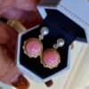 Genuine Pearl stud earring s925 silver|Vintage Pink Gemstone Jewelry|Unique Pearl Earring For Her|Real pearl earring|Bezel set Earring women