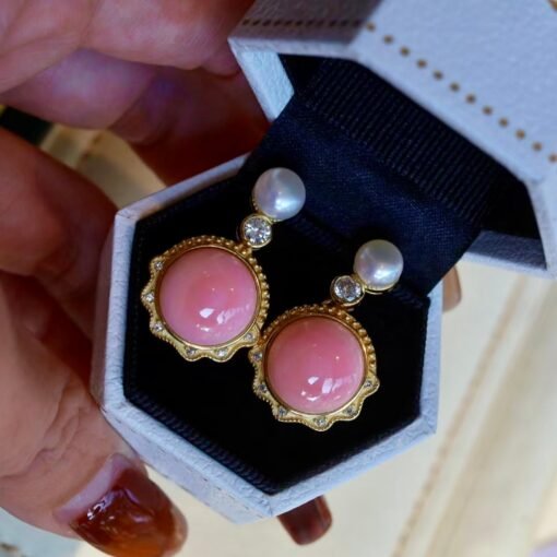 Genuine Pearl stud earring s925 silver|Vintage Pink Gemstone Jewelry|Unique Pearl Earring For Her|Real pearl earring|Bezel set Earring women