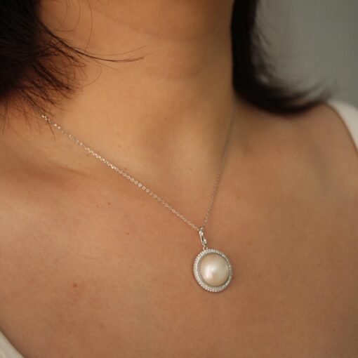 Natural Big white Pearl Earrings s925 Silver|Minimalist Simple Pearl Jewelry set|Statement Pearl pendent|Perfect Wedding Earring women - Image 7
