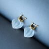 Natural Quartz Minimalist Teardrop Earrings s925 silver/Unique Chunky Quartz Drop Earrings Women/Art Deco Modern Statement Quartz Earrings