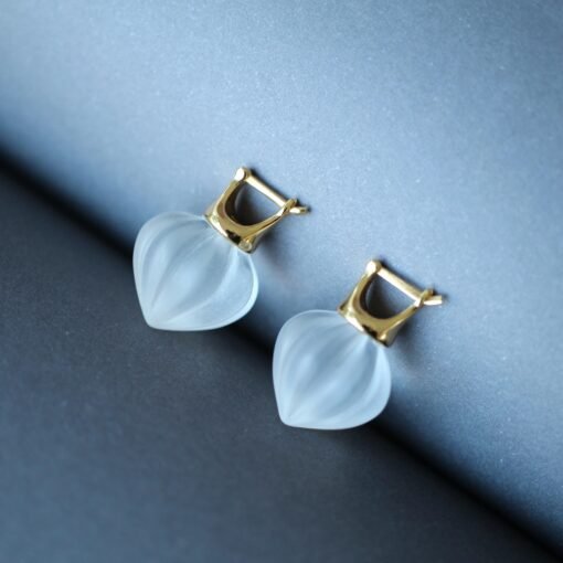Natural Quartz Minimalist Teardrop Earrings s925 silver/Unique Chunky Quartz Drop Earrings Women/Art Deco Modern Statement Quartz Earrings